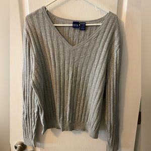 Basic Editions, Heather, Gray Long Sleeve Sweater, XL